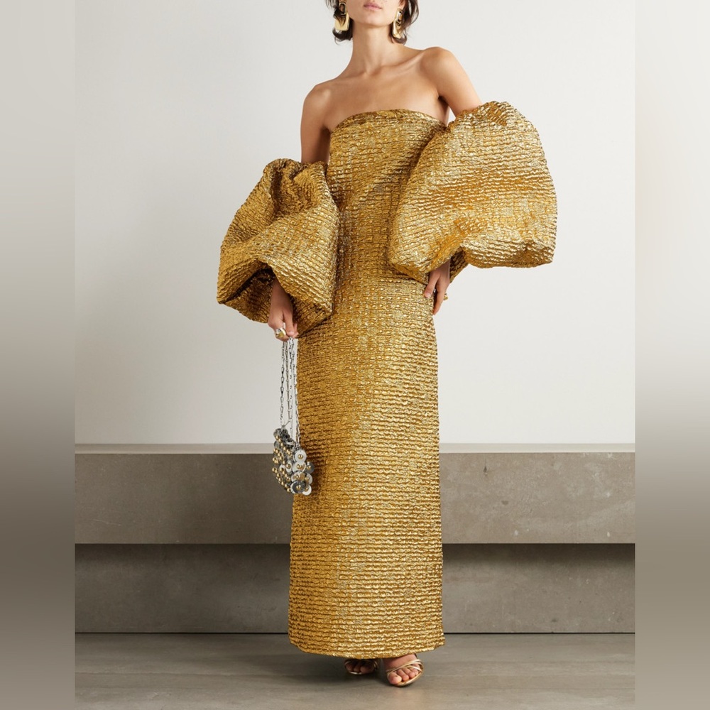 Dima Ayad off the shoulder metallic cloque gown - Picture 2 of 5